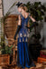 Blau 1920er Pailletten Maxi Klappe Kleid