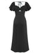 1930er Herz Neck Rüschen Sleeve Satin Kleid