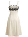 Beige 40er Kleid mit Spaghettiträger und Patchwork