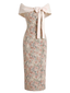 [Vorverkauf] Beige 60er schulterfreies Bodycon-Kleid mit Blumen