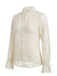 Beige Bluse mit Spitzenausschnitt im Stil der 1960er Jahre – Vintage-Mode, Retro-Stil