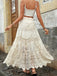 Beige 80er Rock mit Patchwork und A-Linie