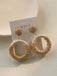 Beige Vintage Ohrringe mit Rattan und Wood