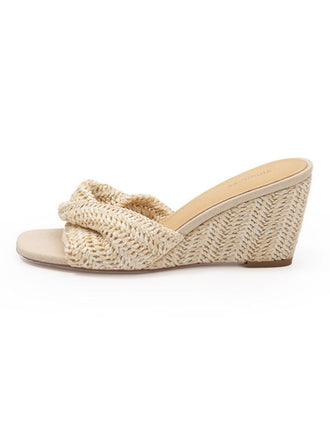Beige Sandalen mit Zehen und Raffia