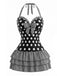 Schwarzer 40er Badeanzug mit Polka-Dots und Neckholder
