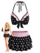 Schwarzes 40er Bikini-Set mit Polka-Dots und Neckholder