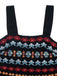 Schwarzer 50er Romper mit Eckiger Ausschnitt und Blumen