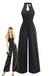 Schwarzer 50er Ärmelloses Jumpsuit mit Neckholder und Knopf