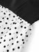 Schwarzes & Weißes 40er Chiffon-Kleid mit Polka-Dots und Rüschen