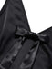 Schwarzes & Weißes 40er Chiffon-Kleid mit Polka-Dots und Rüschen