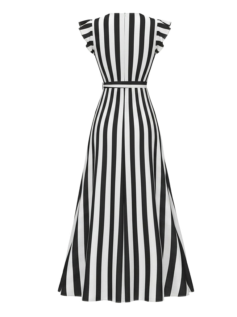50er Swingkleid mit V-Ausschnitt und Rüschen