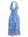 Maxikleid mit Blumenmuster, Falten und Gürtel aus den 1930er Jahren 2