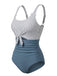 Blauer 30er Badeanzug mit Hohe Taille und Streifen