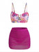 60er Tankini-Set mit Blumen und Hohe Taille