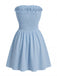 Blaues 40er Trägerloses Minikleid