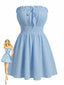 Blaues 40er Trägerloses Minikleid