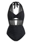50er Netz-Bikini-Set mit Neckholder und Raffung