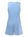 Blaue 50er Ärmelloses Shorts mit V-Ausschnitt und Schleife