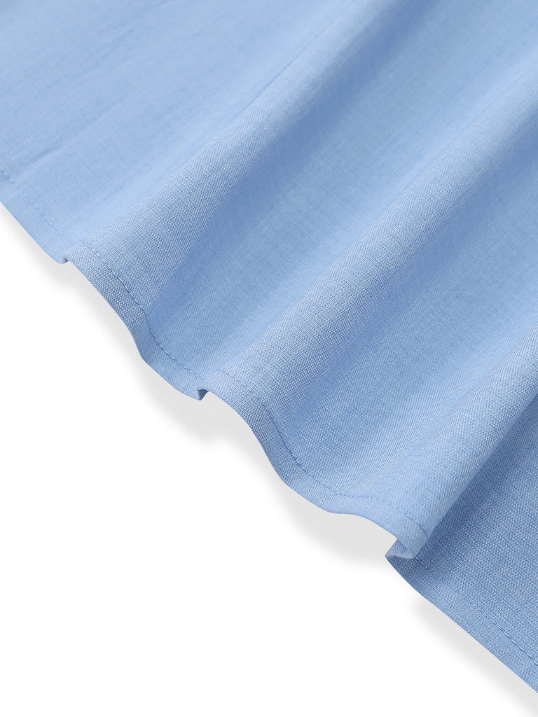 Blaue 50er Ärmelloses Shorts mit V-Ausschnitt und Schleife