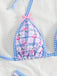 Blau 60er Bikini-Set & Shorts mit Neckholder und Blumen