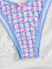 Blau 60er Bikini-Set & Shorts mit Neckholder und Blumen