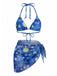 Blaues 60er Bikini-Set & Cover-Up mit Neckholder und Sternenklar