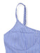 Blau-weiß gestreiftes Neckholder-Top auf weißem Hintergrund
