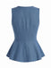 Blaue 60er Weste mit V-Ausschnitt und Knopf