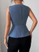 Blaue 60er Weste mit V-Ausschnitt und Knopf