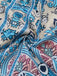 Blaues 70er Boho Midikleid mit Neckholder und Paisley