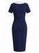 Blaues 60er Strick-Kleid mit Peter-Pan-Kragen