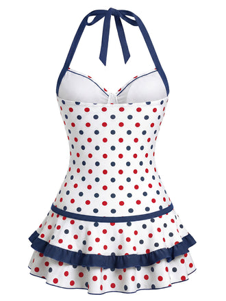 40er Badekleid mit Polka-Dots und Neckholder