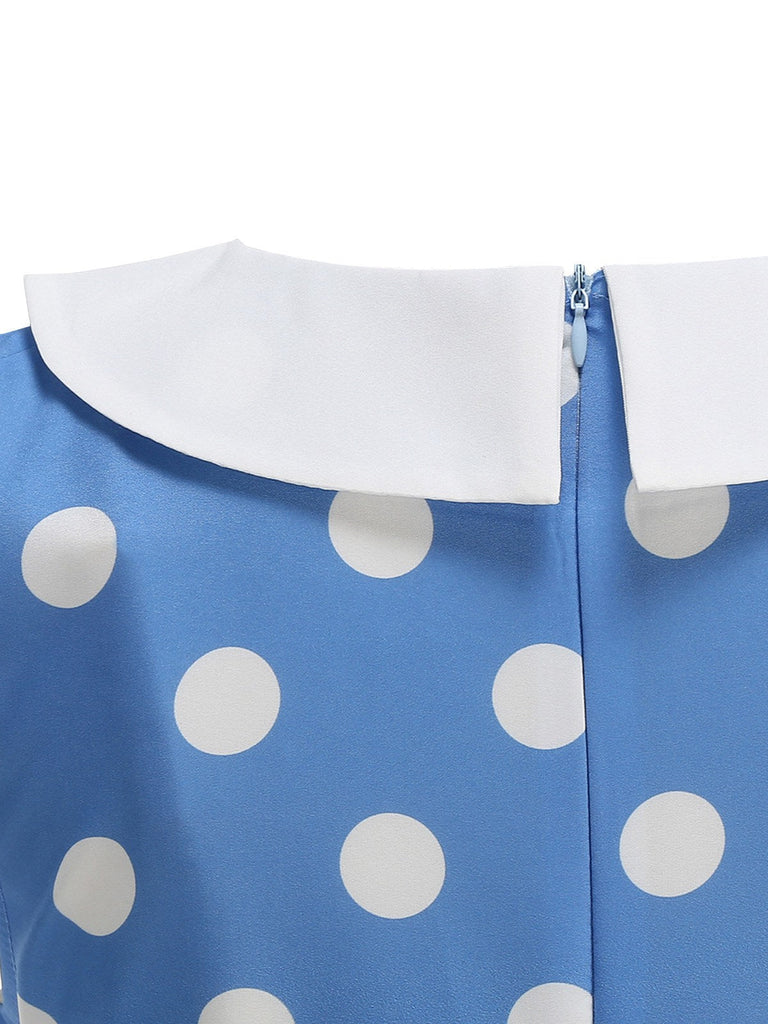 1950er Polka Dot Peter-Pan-Kragen Ärmelloses Kleid