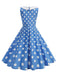 1950er Polka Dot Peter-Pan-Kragen Ärmelloses Kleid