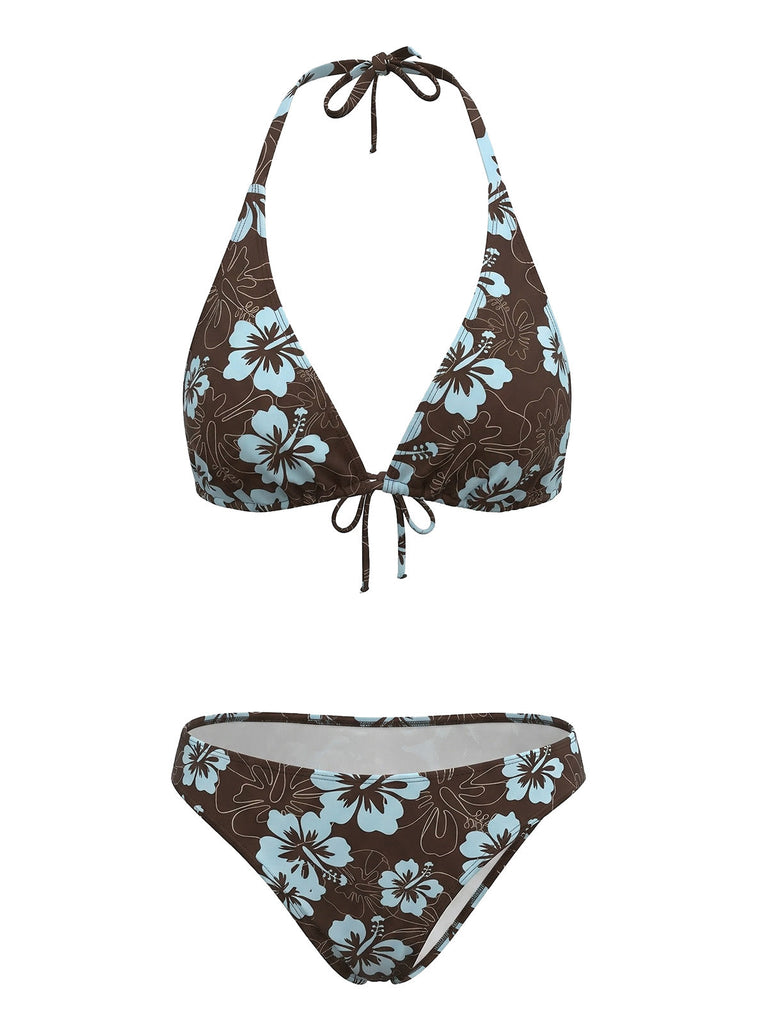 Tropischer Bikini mit Blumenmuster aus den 1960er Jahren – Vintage-Mode, Retro-Stil