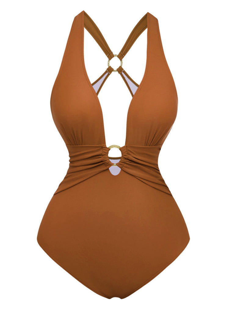 Geraffter Badeanzug mit Kordelzug aus den 1960er Jahren – Vintage-Badeanzug im Pin-up-Stil