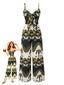 30er Jumpsuit mit Palmenmuster und Schleife vorn