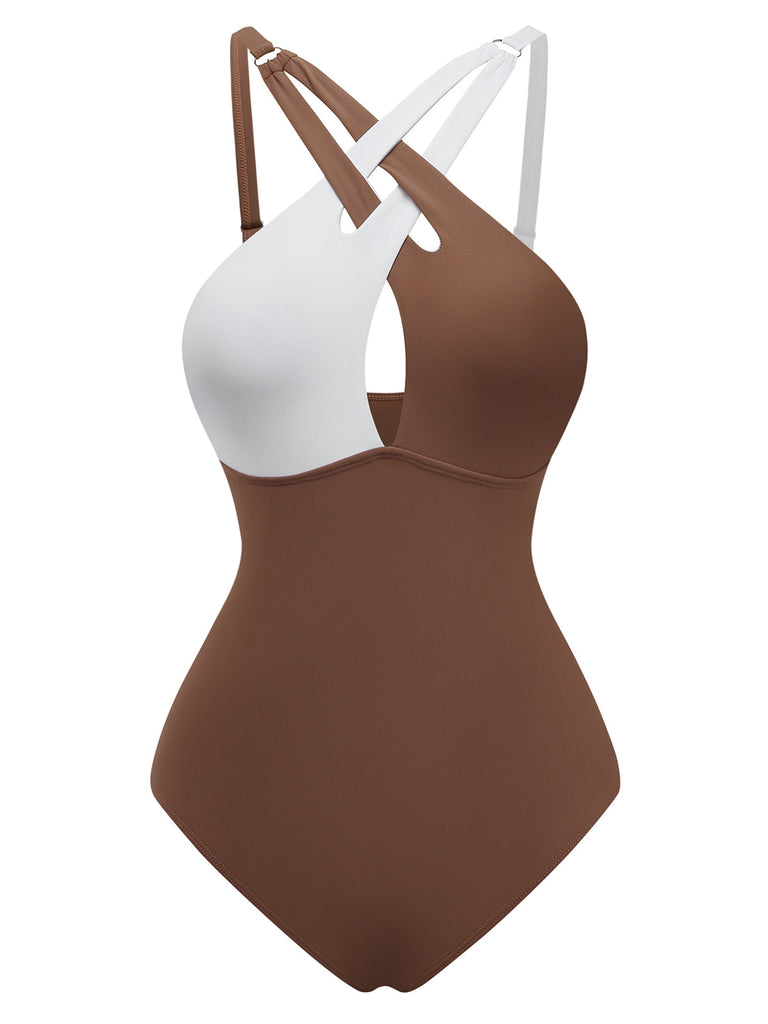 60er Badeanzug mit Neckholder und Criss-Cross