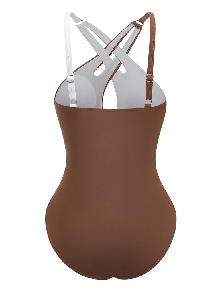 60er Badeanzug mit Neckholder und Criss-Cross