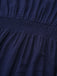 Marineblau 1970er Blumen Besticktes Maxi Kleid