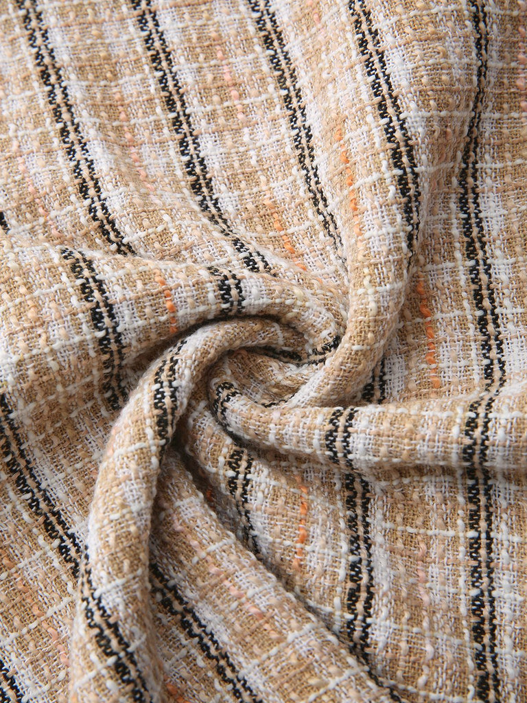 Khaki 1940er Vintage Patchwork Langärmel Kleid