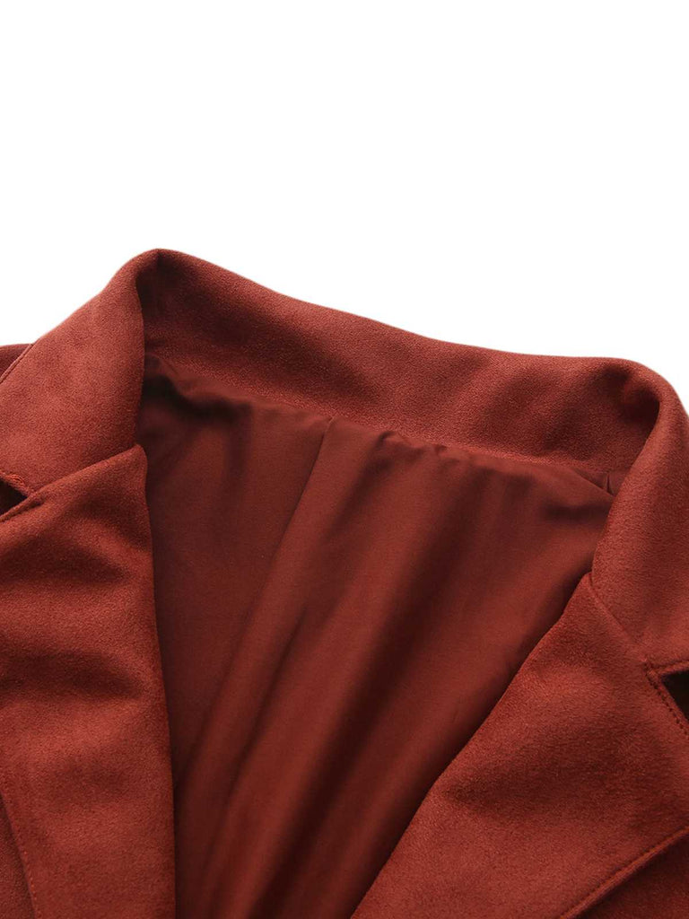 Braun 1940er Revers Wildleder Tasche Blazer