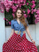 2PCS 1950er Solide Bluse & Polka Dots Rock