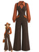 30er Bluse & Jumpsuit Set mit Bischofsärmeln und Taschen