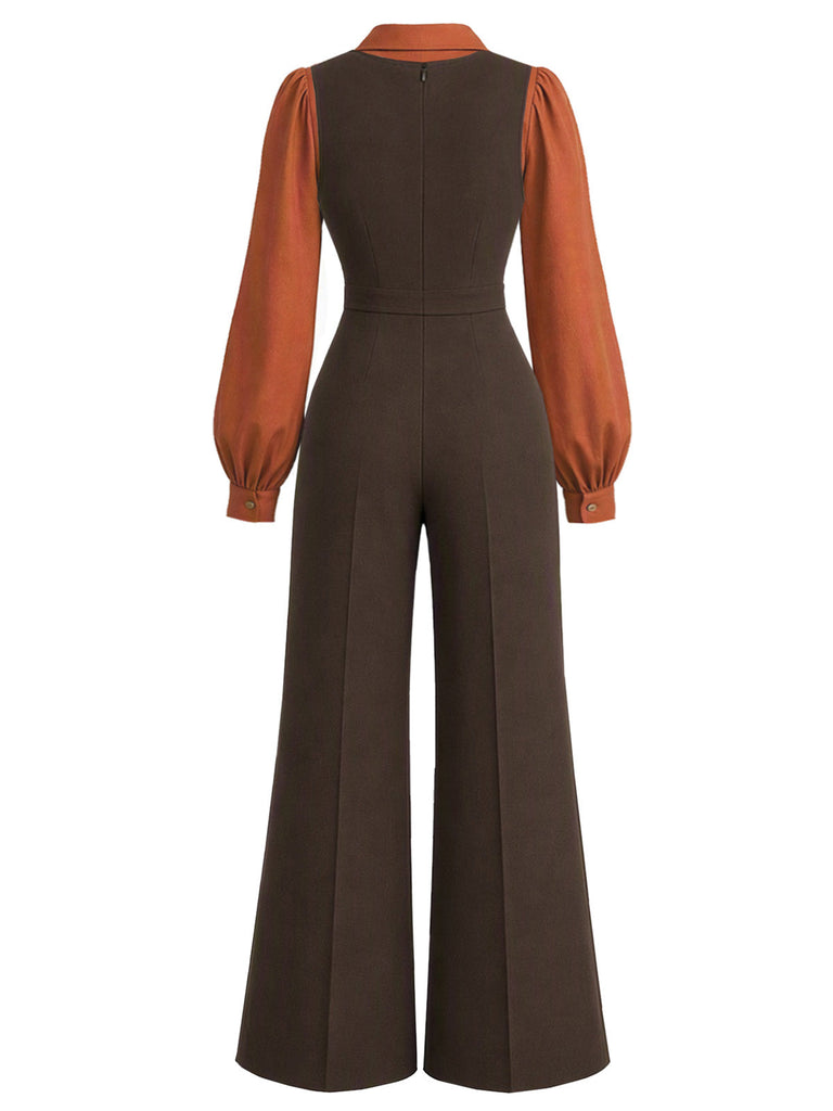 30er Bluse & Jumpsuit Set mit Bischofsärmeln und Taschen