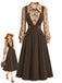 70er Set aus Blumenbluse & Trägerkleid mit Taschen