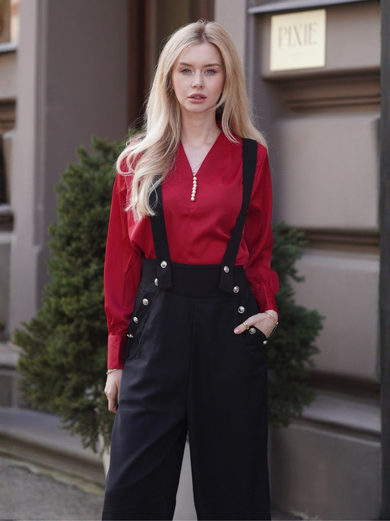 1930er SOLIDE BLUSE & SCHWARZ STRÄGER HOSE