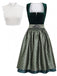 Grünes 50er Oktoberfest-Dirndl-Set mit Schürze und Spitzentop