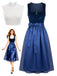50er Dirndl-Set mit Samt-Paisley-Kleid, Schürze und Spitzentop