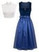 50er Dirndl-Set mit Samt-Paisley-Kleid, Schürze und Spitzentop
